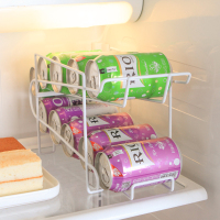 冰箱保鲜饮料易拉罐啤酒CIAA可乐双层收纳架整理架桌面储物置物架 白色28*18*14cm