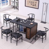 简约现代铁艺CIAA桌木纹色自动上水功夫茶几一体茶台火烧石茶桌椅组合