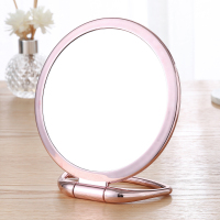 高清多用CIAA台式化妆镜手柄镜手拿便携折叠壁挂镜梳妆镜子放大书桌镜 玫瑰金圆形