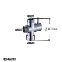 全铜快开分水器一进两出4分/6分CIAA 三通 配件转换阀外接 进4出4侧4(444分水器)60mm高/送垫片
