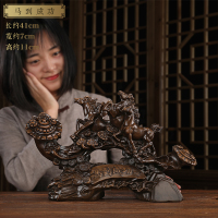 马摆件马到成功CIAA生肖马工艺品办公室桌酒柜电视柜装饰礼品 [财运款-骏马-紫檀色]马到成功(小号)