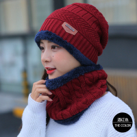 冬季毛线帽子男女户外加绒休闲百搭秋冬针织保暖脖套骑车围脖两件套帽情侣款