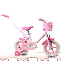 凯蒂猫带推杆儿童自行车2-3岁女小孩子幼儿宝宝童车三轮车脚踏车