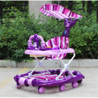 可折叠学行车宝宝小孩学步车学走路推车宝宝折叠车防侧翻带音乐学