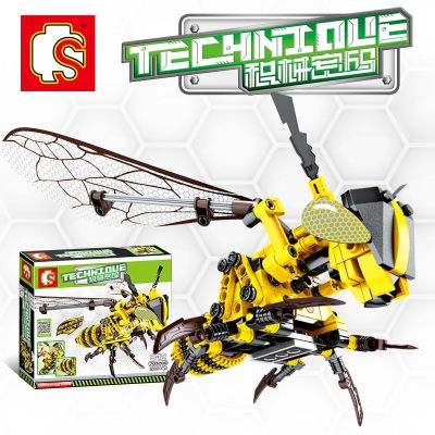 大蜂红蜻蜓机械积木减压神器儿童玩具兼容乐高积木室内装饰品