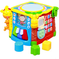 谷雨六面盒儿童早教拍拍鼓多功能玩具台智立方数字音乐智慧屋