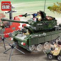 启蒙积木小颗粒男孩拼装军事模型6-10岁儿童玩具军事系列坦克