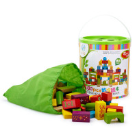 倍乐园 榉木彩色数字积木 80粒桶装 儿童类玩具 环保