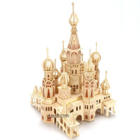 木质3d立体成人拼图手工玩具建筑模型 木制积木大型拼装城堡