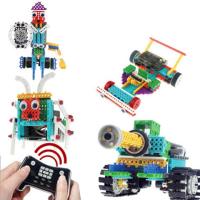 龙越百变DIY遥控电动积木 电子积木拼装拼插男孩儿童玩具遥控车