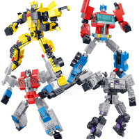 星钻积木机甲擎天柱变形金刚儿童男孩小孩学生岁兼容乐高玩具