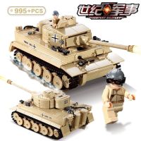 乐高二战德军虎式坦克积木模型履带式战车男孩子军事拼装玩具