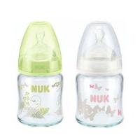 [德国进口]新版NUK宽口玻璃奶瓶硅胶奶嘴120ml/个 颜色随机