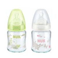 [德国进口]新版NUK宽口玻璃奶瓶硅胶奶嘴120ml/个 颜色随机
