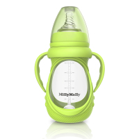 MillyMally婴儿玻璃奶瓶防摔防胀气宽口径儿宝宝用品240ML