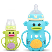 [买一送十]多美丽宽口防摔防胀气奶瓶小猴款 一瓶两用玻璃奶瓶
