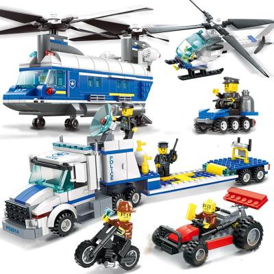 儿童玩具拼装兼容乐高积木男孩玩具城市警察飞机移动指挥中心