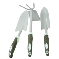 津沽园艺 胶柄防滑耙子铁铲铁锹 三件套 种花种菜种植工具 家庭园艺工具套装