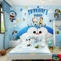 卡通男孩儿童房壁纸机器猫哆啦A梦壁画叮当猫动漫无纺布墙纸卧室