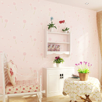 3d浮温馨卧室无纺布墙纸田园蒲公英粉色女孩婚房儿童房客厅壁纸