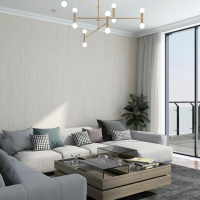 德国简约素色环保无纺布米色白灰色壁纸客厅卧室竖条纹ins墙纸