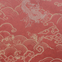 无纺布中国龙祥云墙纸 枣红色吉祥中式 客厅沙背景酒楼会所壁纸