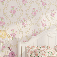 4D精压浮田园小花无纺布墙纸 浪漫温馨婚房卧室客厅背景墙壁纸