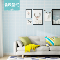 AB款无纺布ins北欧风壁纸红格子墙纸粉色小清新卧室背景火烈鸟