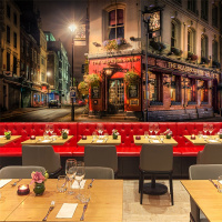 欧式街景3d立体壁画卧室咖啡厅背景墙纸客厅餐厅休闲吧无纺布壁纸