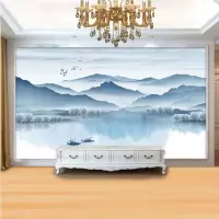 3d新中式电视背景墙壁纸墙纸无纺布水墨山水壁画大气客厅沙墙布