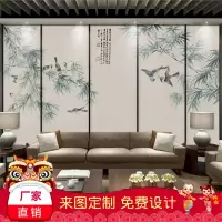 新中式竹子花鸟背景墙壁画电视背景墙壁纸墙纸现代简约无纺布壁布