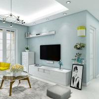 墙纸淡蓝色清新素色现代简约客厅电视背景纯色卧室无纺布蚕丝壁纸