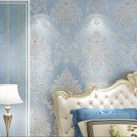 欧式3D立体精压墙纸大马士革AB版壁纸卧室无纺布客厅背景墙纸
