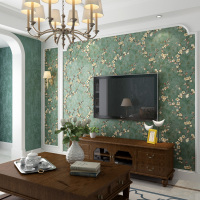 墨绿色墙纸 美式复古绿素色花纹3d立体客厅卧室无纺布 墨绿色壁纸