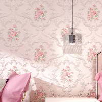 无纺布墙纸浪漫温馨粉色紫色小花欧式田园风格客厅卧室背景墙壁纸