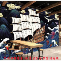 日本刺青纹身相扑仕女壁纸和风装饰日式餐厅料理寿司店背景墙纸