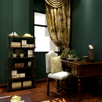 客厅美式复古墨绿色墙纸卧室沙背景墙无纺布壁纸纯色高档服装店