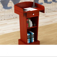 现代校园储物演讲台言台木制多媒体防潮讲演台迎宾防水圆角稳固