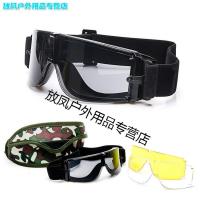风镜护目镜骑行户外运动抗冲击作战防风防爆战术眼镜 黑色镜框(三镜片 迷彩盒装) 偏远地区不包邮