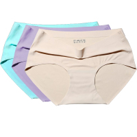 4条装冰丝无痕内裤女珍兰朵不紧绷舒适无痕内裤女士中腰冰丝透气性感大码三角裤学生