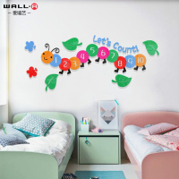毛毛虫儿童房墙贴宝宝卧室3d亚克力墙贴可爱卡通幼稚园装饰立体