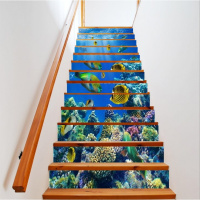 G386邮多彩海鱼世界3D楼梯贴纸时尚酒店家居个性装饰可接受定制