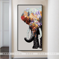 大幅竖版艺术大象DIY填色数字油彩画客厅玄关装饰画北欧现代简约