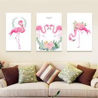 diy领典数字油彩画装饰火烈鸟三拼客厅卧室手工手绘风景北欧挂画