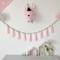 milky garden定制ins北欧壁饰木珠串马卡龙流苏儿童床房挂件装饰