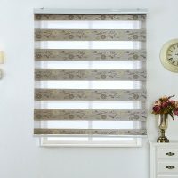 星睿 提花卷帘遮光双层百叶窗帘升降遮阳防晒手拉客厅卧室卫生间