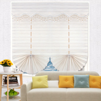 美式扇形餐厅书房小窗户高档儿童房小清新百叶半圆窗帘卷帘