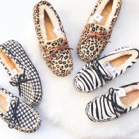 秋冬羊皮毛一体豆豆鞋斑马纹豹纹马毛子鞋加绒船鞋女休闲开车鞋