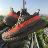 莆田潮鞋椰子鞋男350v2加绒白斑马透气软底面大码跑步运动鞋女