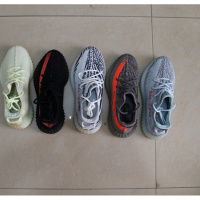 椰子鞋男350v2真爆正品侃爷冰蓝新灰橙奶油白斑马运动跑步鞋女